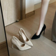 裸色高跟鞋 学生礼仪绒面细跟气质名媛超高跟单鞋 女2024年夏季 新款