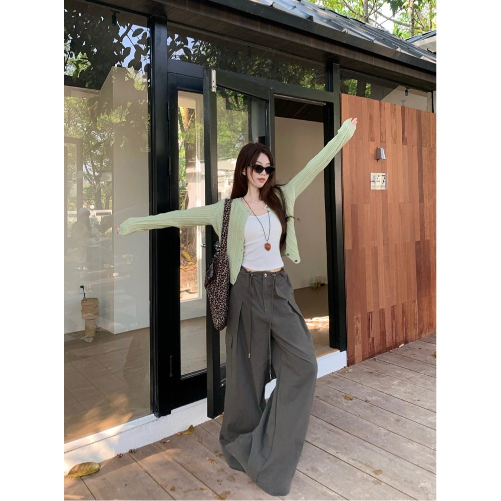 高级感绿色防晒针织开衫女春季