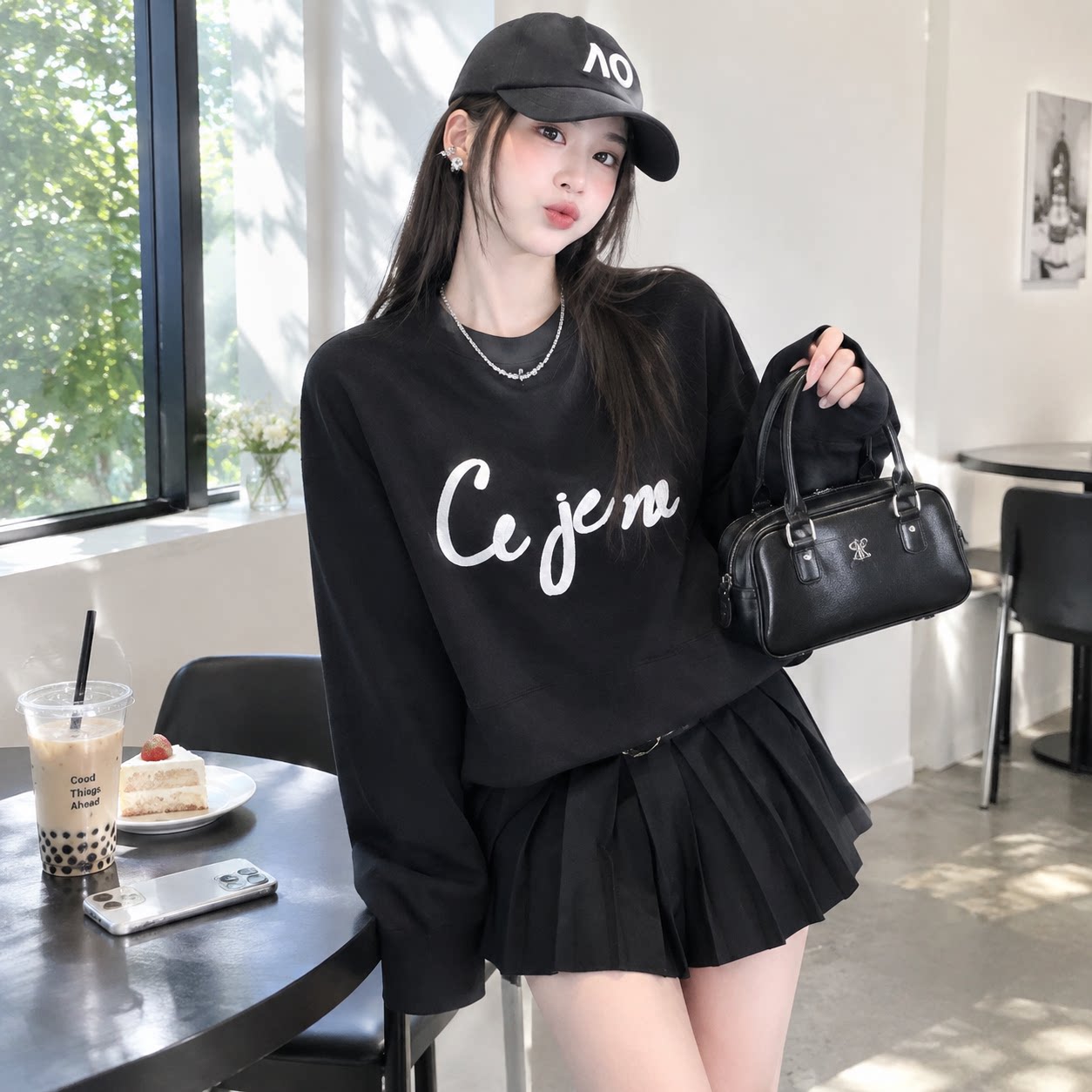 秋冬加绒加厚短款字母刺绣卫衣女