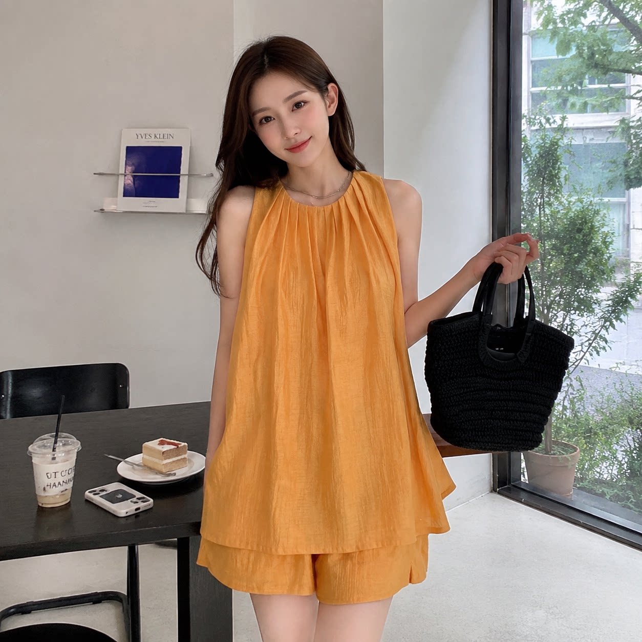 夏季棉麻无袖背心短裤两件套女