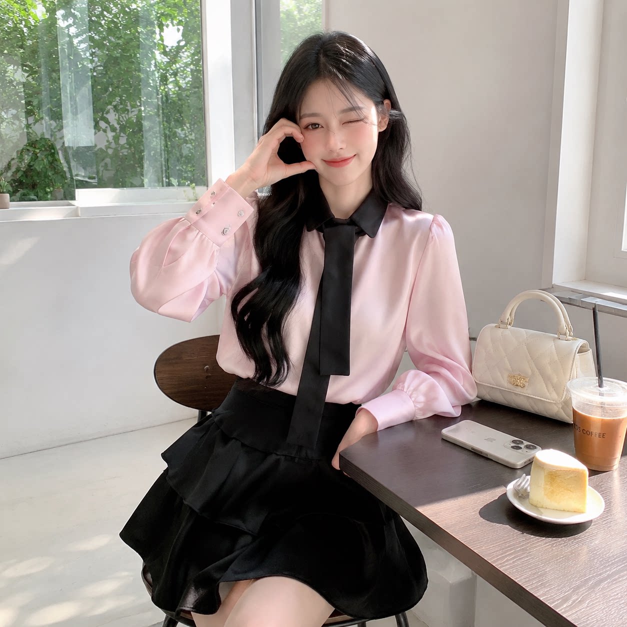 秋季高级感POLO领长袖衬衫女