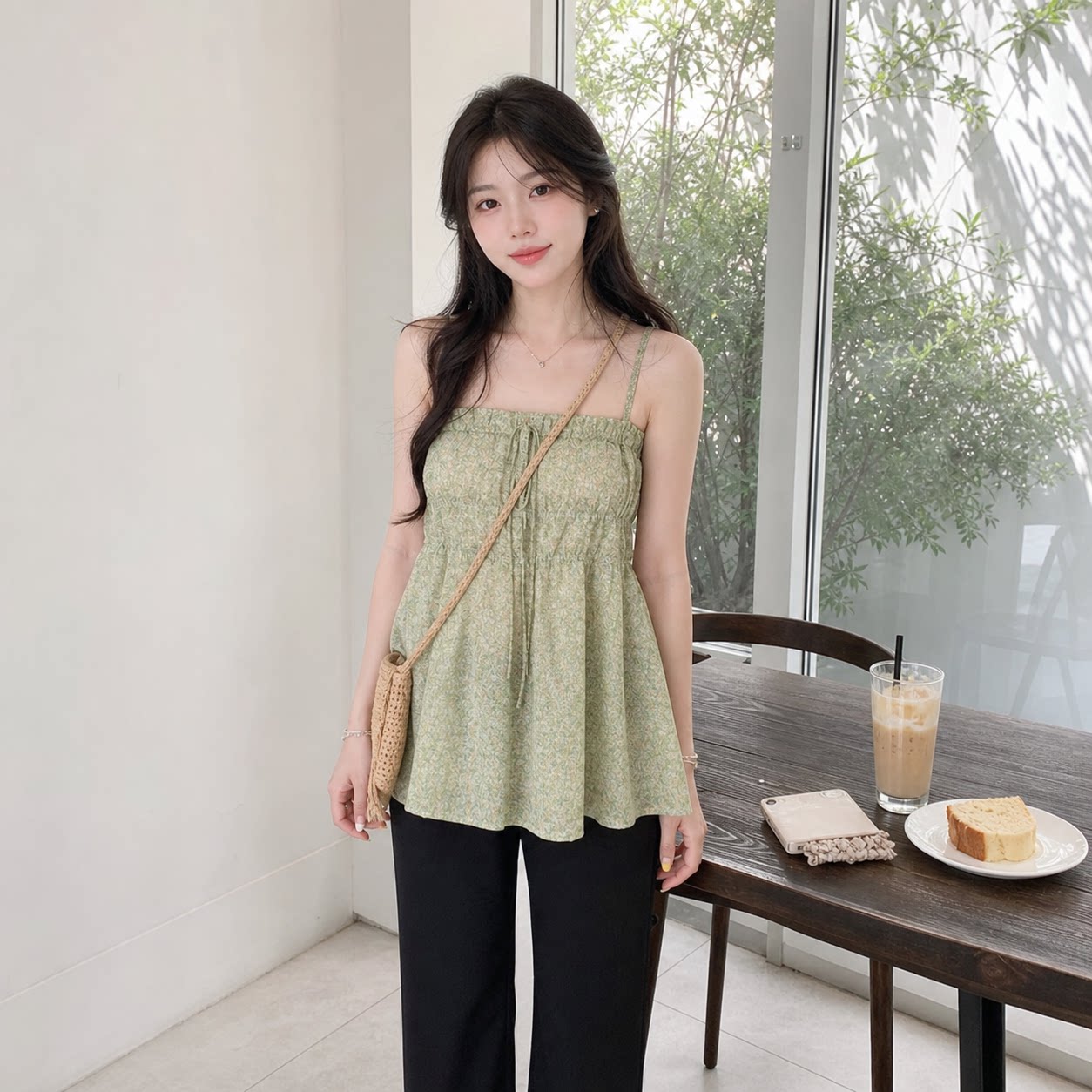 法式碎花吊带背心女夏外穿显瘦