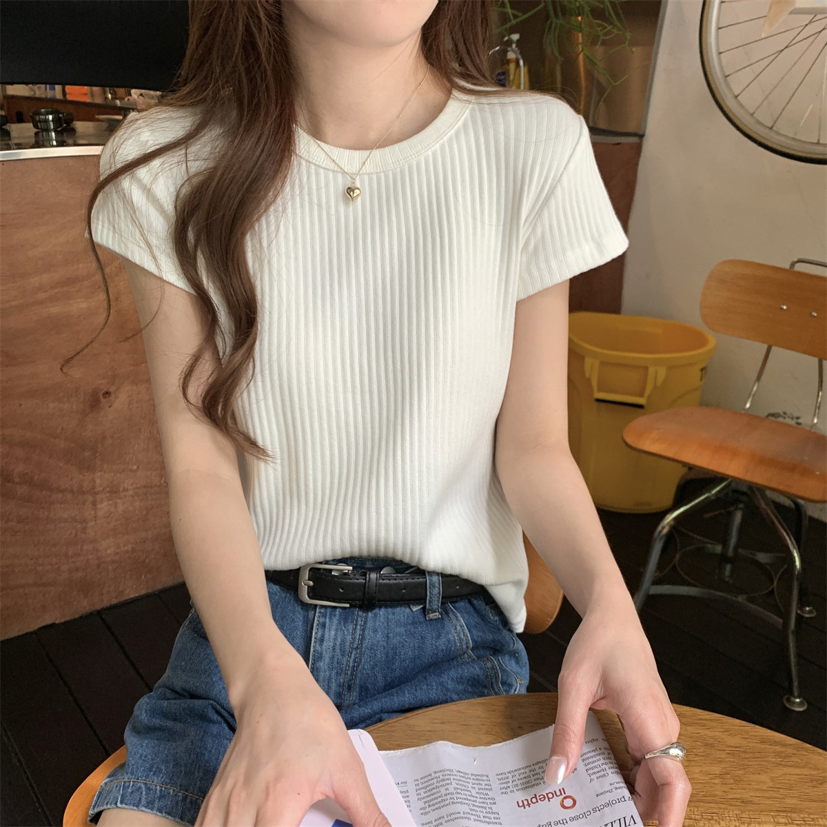 夏季甜美辣妹修身显瘦短袖T恤