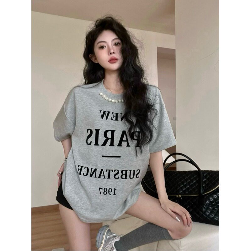美式复古字母印花短袖T恤女