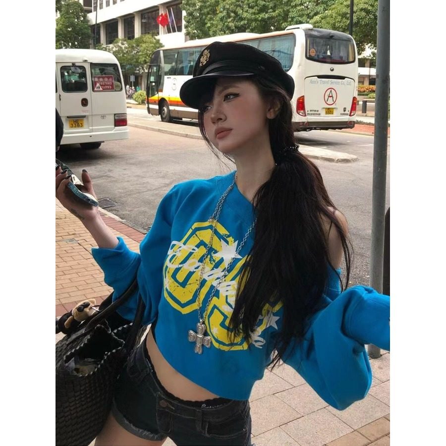 韩版刺绣小众秋冬宽松卫衣