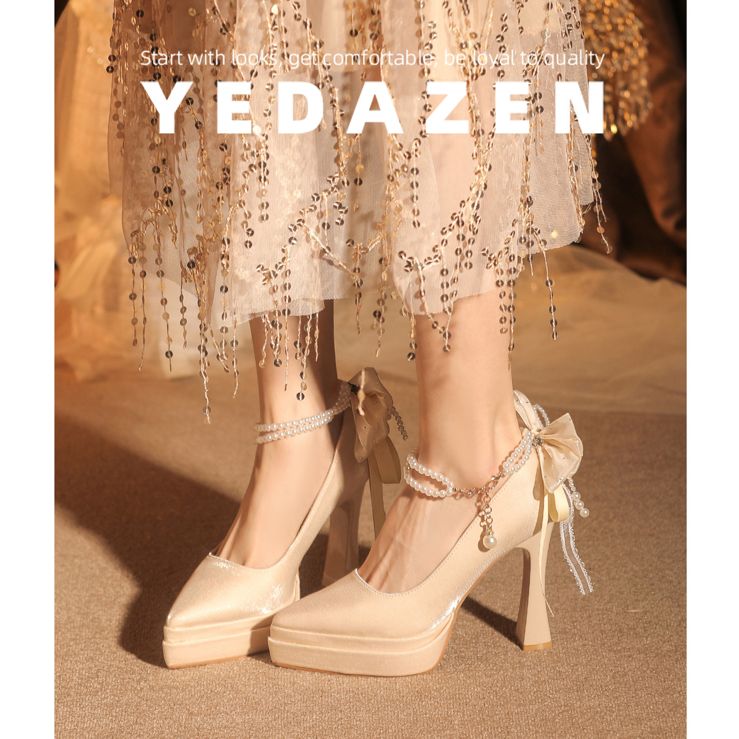 防水台高跟鞋蝴蝶结厚底玛丽珍鞋女2026新款小个子粗跟婚鞋新娘鞋