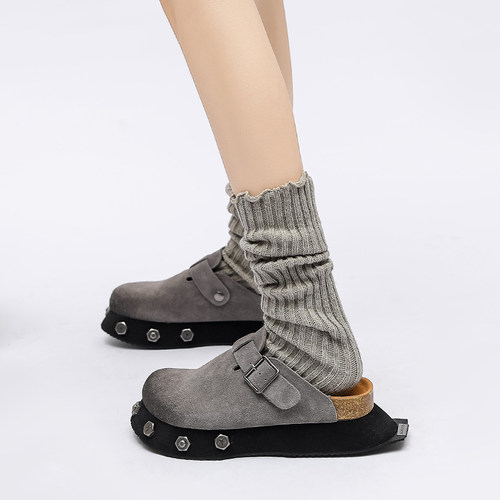 磨砂真皮牛反绒面勃肯鞋包头