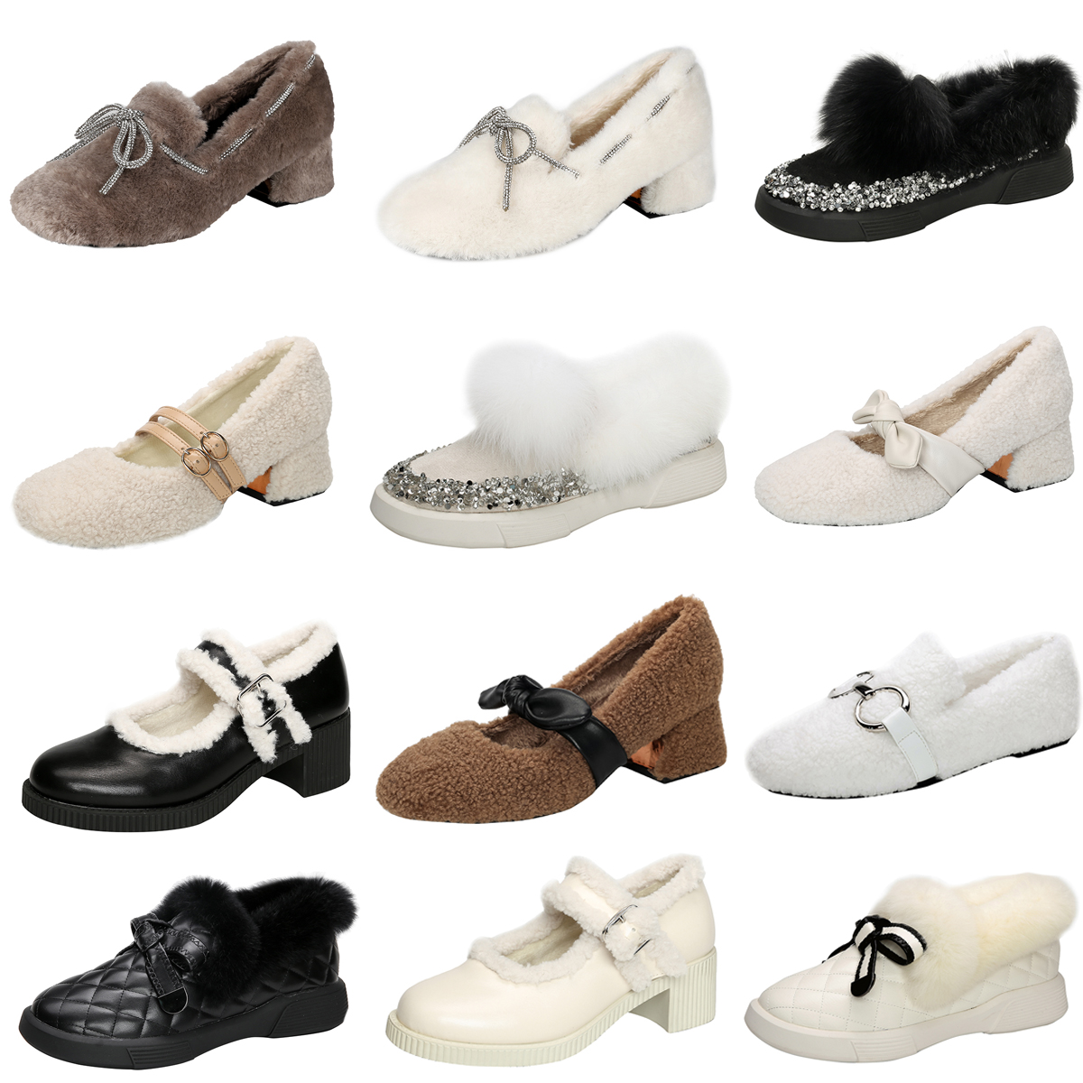 断码捡漏专区网红毛毛鞋粗高跟