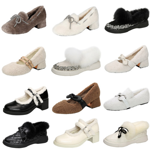 断码捡漏专区网红毛毛鞋粗高跟