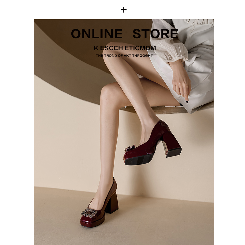 小个子防水台超高跟鞋女粗跟婚鞋