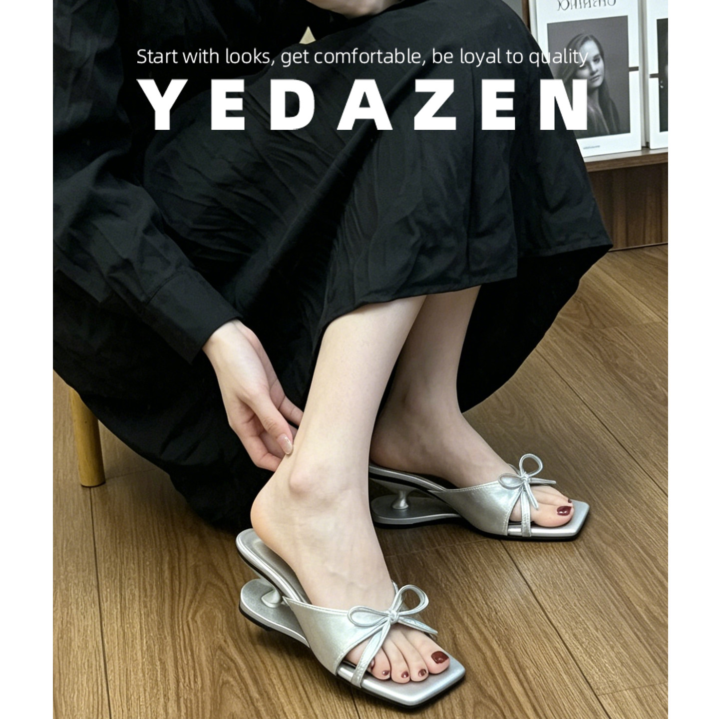 2026夏季新款方头拖鞋女坡跟外穿凉拖高跟鞋绝美不累脚蝴蝶结凉鞋