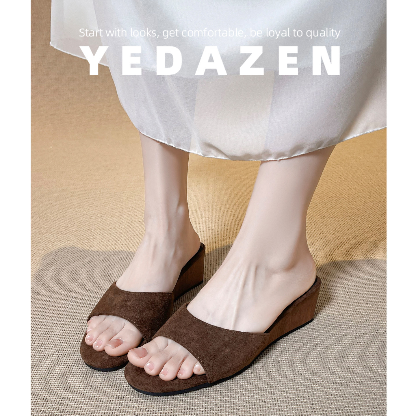 2026夏季新款厚底一字拖女外穿露趾绝美凉拖高跟鞋法式坡跟凉鞋