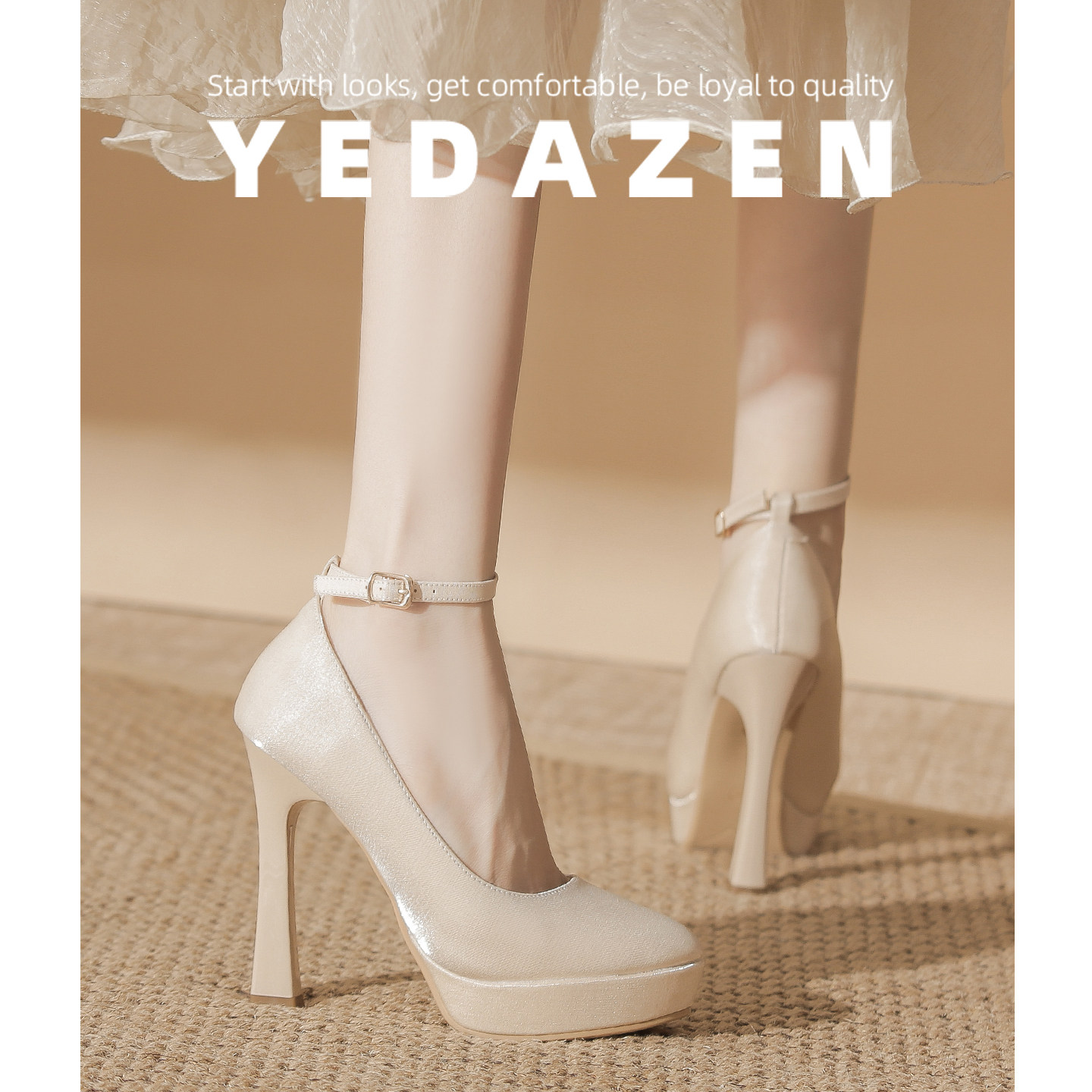 法式圆头超高跟鞋粗跟玛丽珍鞋女2026春季新款绝美不累脚新娘婚鞋