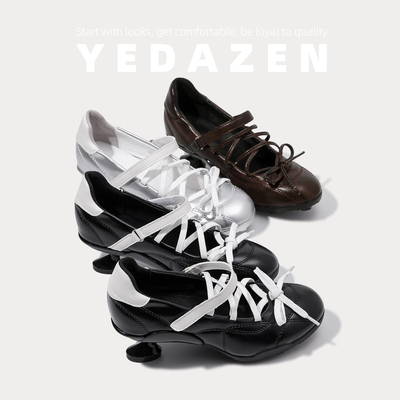 运动风芭蕾鞋女外穿粗跟圆头玛丽珍法式高跟鞋春季单鞋设计感小众