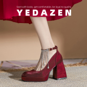 水钻高跟鞋 女粗跟红色新娘鞋 秀禾婚纱两穿伴娘鞋 法式 气质缎面婚鞋