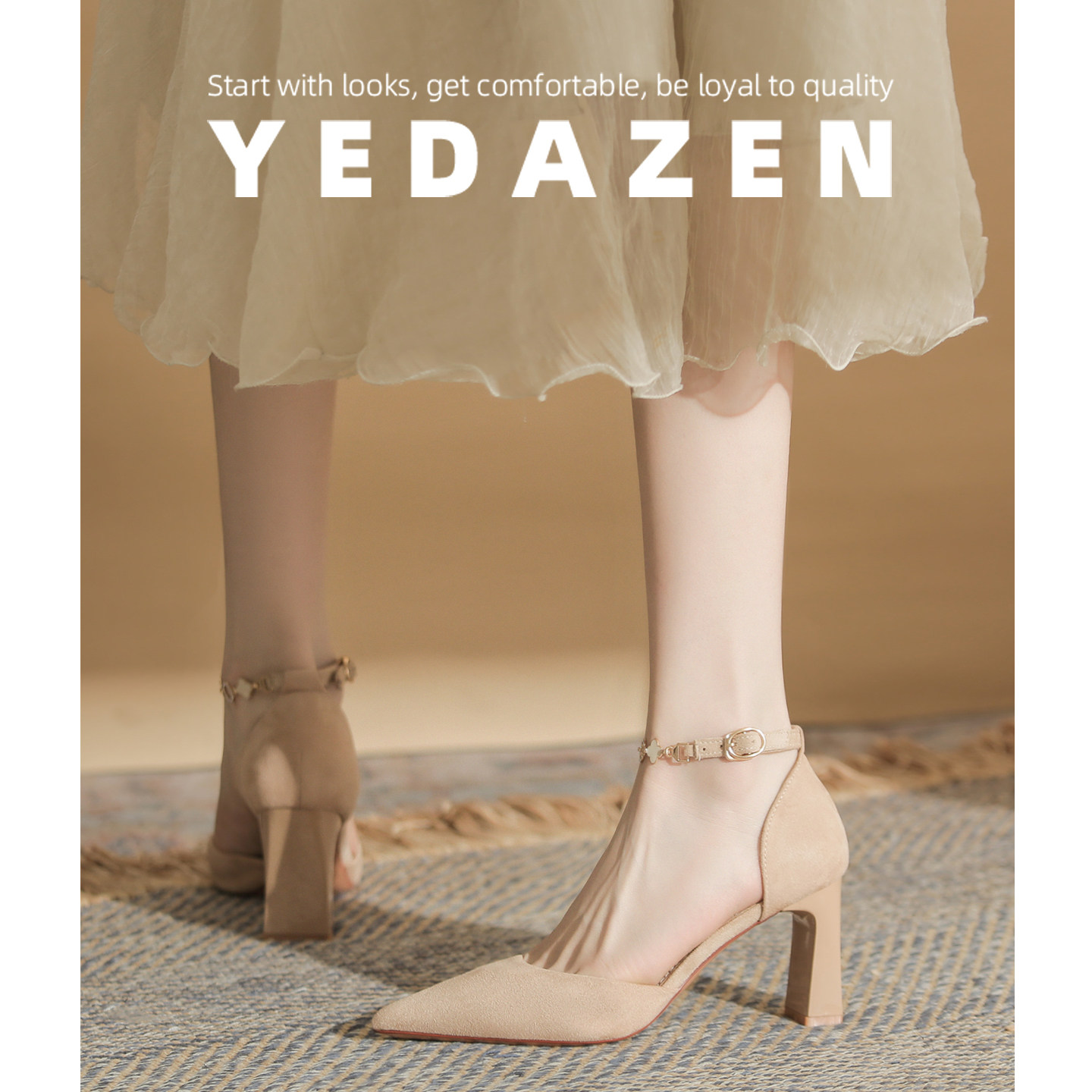 名媛高跟鞋女气质高级不累脚玛丽珍鞋2025新款尖头裸色单鞋配裙子