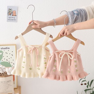 儿童针织吊带上衣春装宝宝薄款女童春款毛衣背心马甲2026新款婴幼