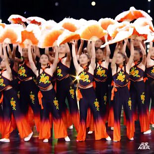 儿童俏花花演出服山西小花戏舞蹈服中国古典群舞扇子舞艺考服装女