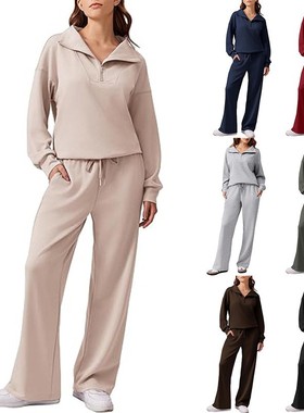 Women 2 Piece Tracksuit Zip Sweatshirt pants Fall Sweatsuits