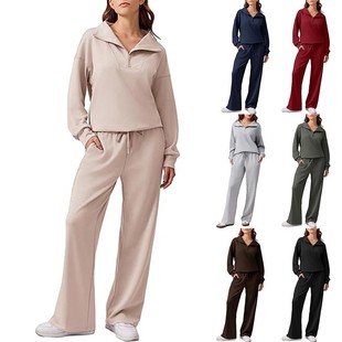 Women 2 Piece Tracksuit Zip Sweatshirt pants Fall Sweatsuits