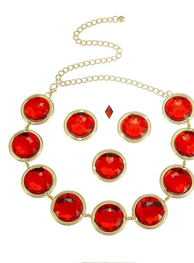 Red Gem Waist Belt Cosplay Stone Chain Western Bel Halloween