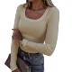 ribbed fit short slim sleeved women large neck shirt