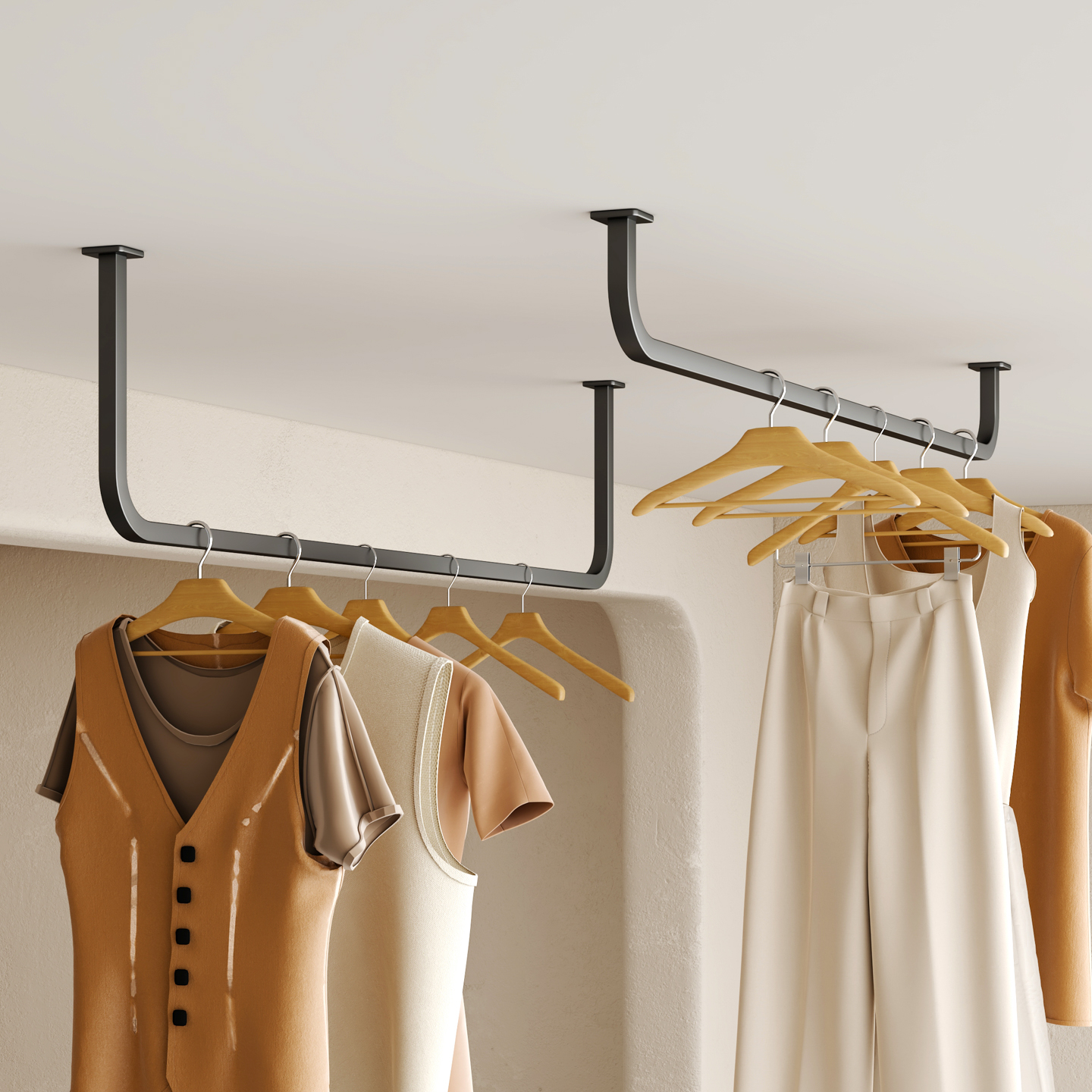 不锈钢加厚晾衣杆阳台固定式打孔顶侧装室内外家用单杆挂晒晾衣架