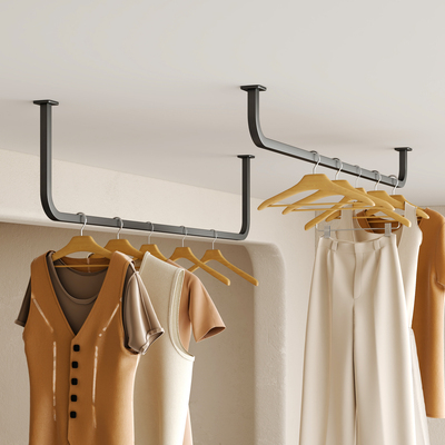 不锈钢加厚晾衣杆阳台固定式打孔顶侧装室内外家用单杆挂晒晾衣架