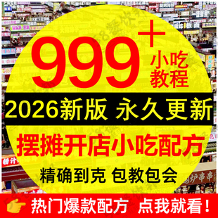 小吃技术配方大全商用网红爆款摆摊火爆项目地摊夜市餐饮美食教程