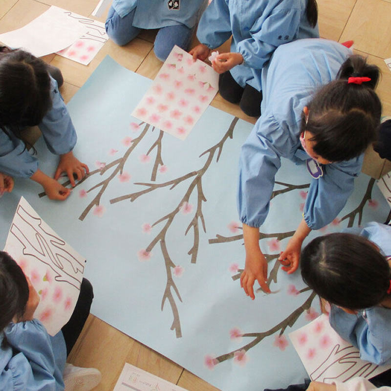 日本bande 和纸胶带拼贴樱花树贴纸贴墙幼儿园活动DIY用大贴纸