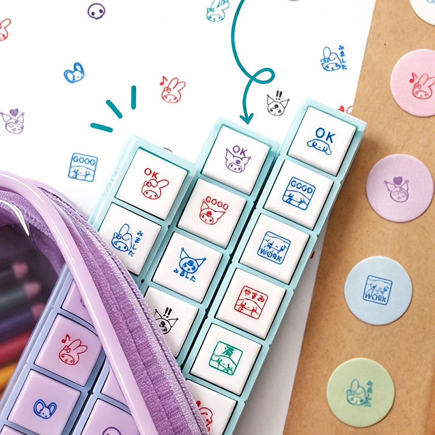 KODOMO NO KAO 手帐用可爱6六联按钮式手账浸透印章三