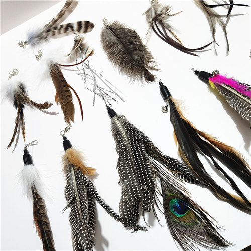 猫玩具天然羽毛逗猫棒替换头