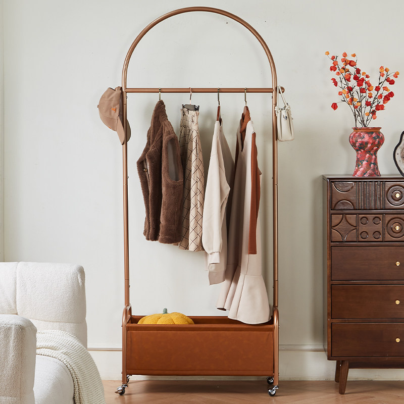 【A12】法式卧室挂衣架中古置物家具碳素钢落地可移动晾衣帽架