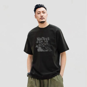 半袖 余文乐短袖 宽松休闲夏季 复古潮牌黑色纯棉大码 体恤 t恤男美式