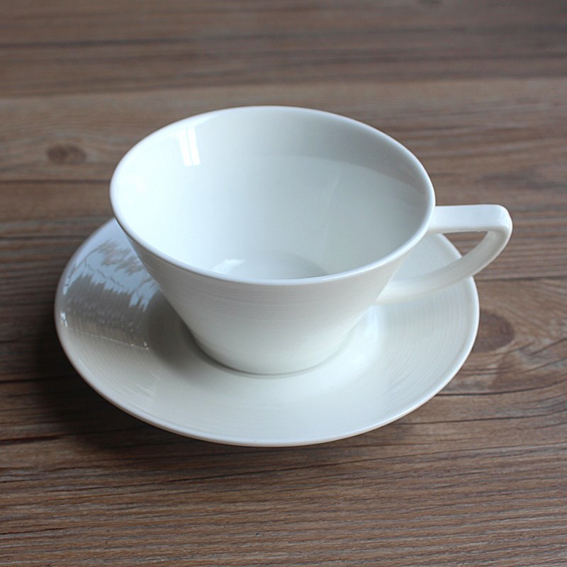 陶瓷咖啡杯有耳矮杯牛奶茶杯汉斯纹下午茶杯家用餐厅简约把杯带托