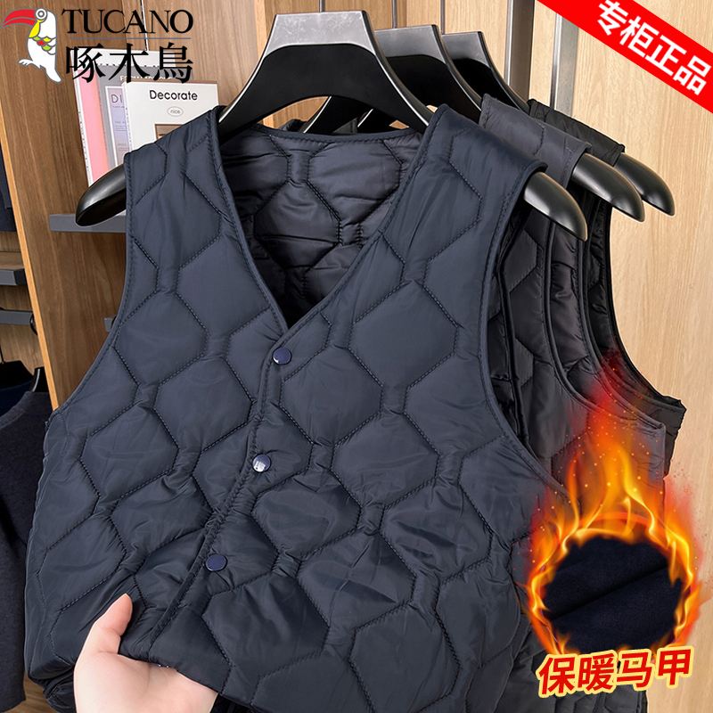 啄木鸟加厚保暖男士坎肩大码背心