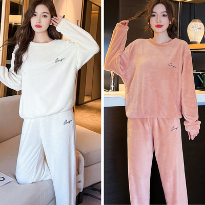 女保暖睡衣套装珊瑚绒