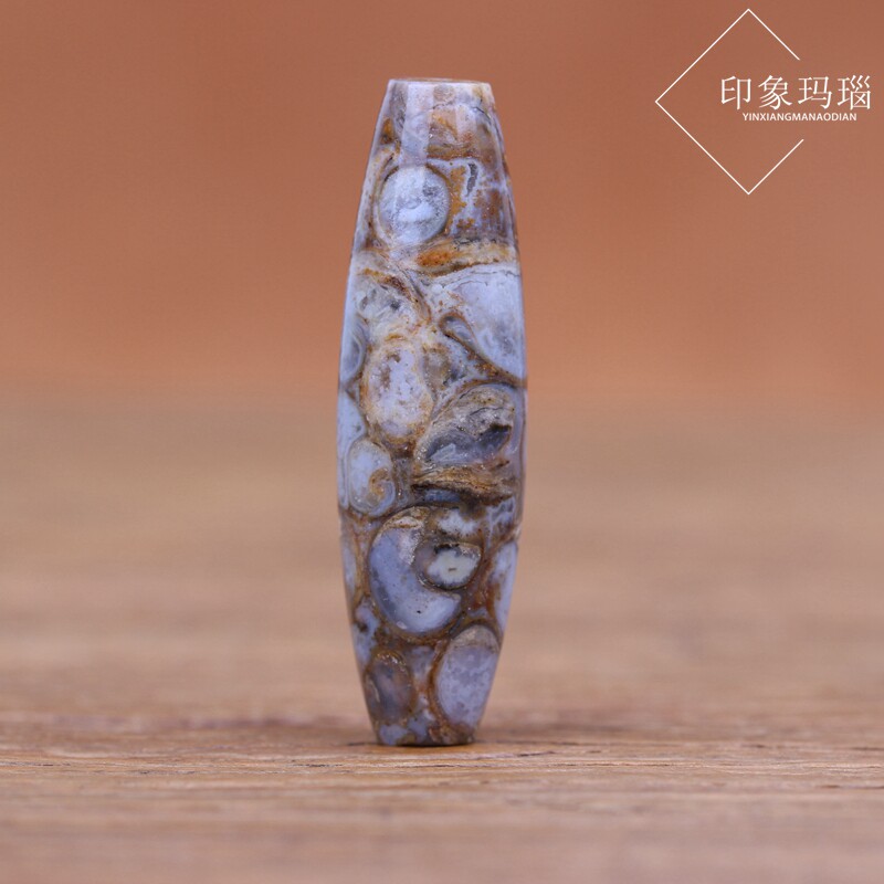 (一物一图) 天然原矿蜗牛石天珠 桶珠 玛瑙吊坠 勒子 文玩配珠