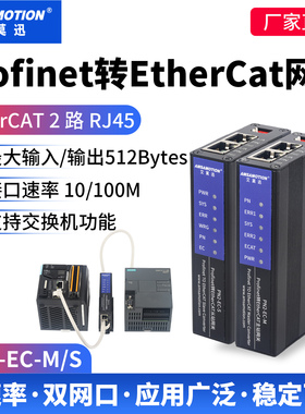 艾莫迅Profinet转EtherCat协议转换网关模块主站从站转换PN2-EC-S