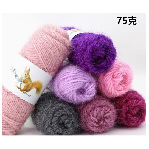 松鼠绒毛线粗线织围巾