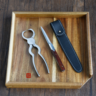 高档茶钳304不锈钢撬茶刀普洱茶饼专用手工茶刀三件套实木分茶盘