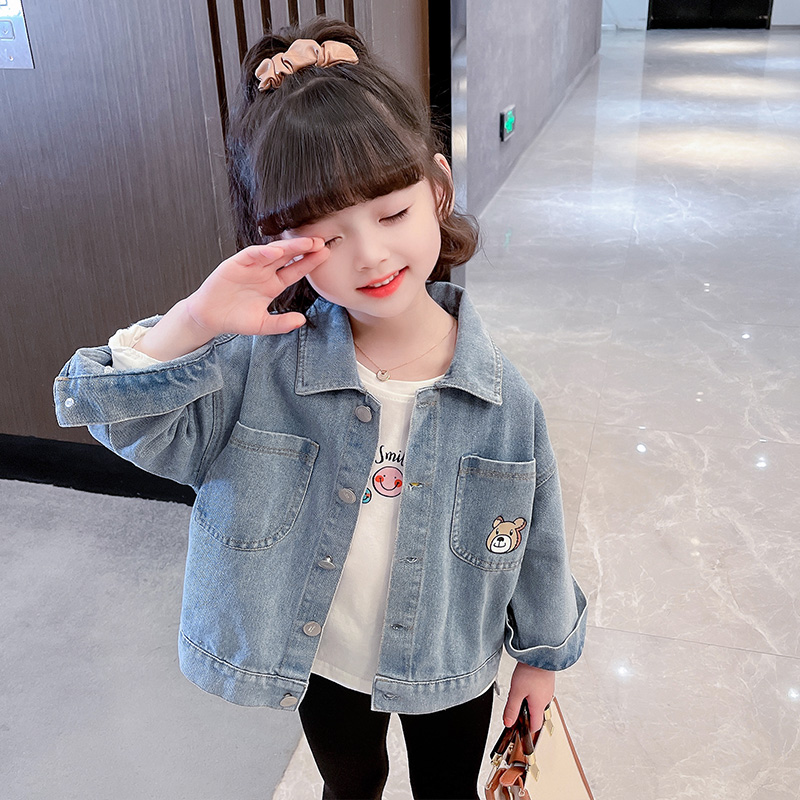 女童牛仔外套2025春季新款儿童韩版卡通夹克宝宝洋气春秋装外出服