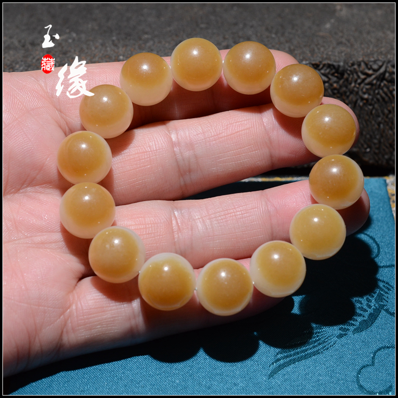 新疆和田玉圆珠手串且末糖羊脂白玉卡15聚宝盆串玉之缘男女款新品