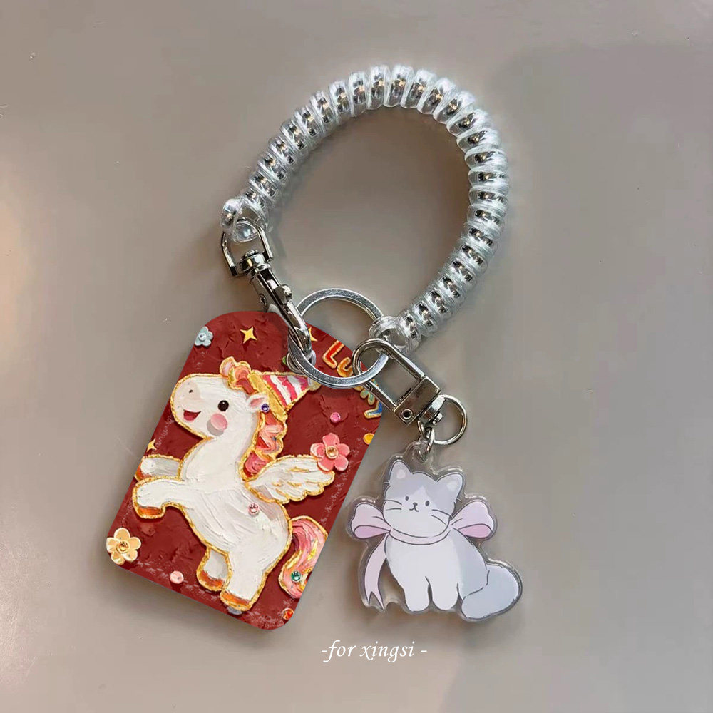 红色油画小飞马门禁小卡nfc感应卡保护套可爱卡通挂件包防丢绳,文具电教/文化用品/商务用品,卡套/证件套,淘宝优惠券,粉丝福利购,淘宝优惠卷