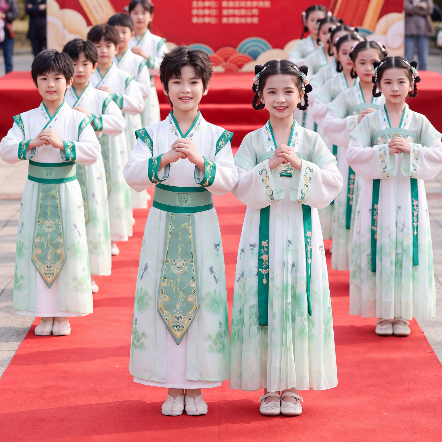 汉服女童2026新款儿童国学表演服中国风男童唐装小学生春夏季服装