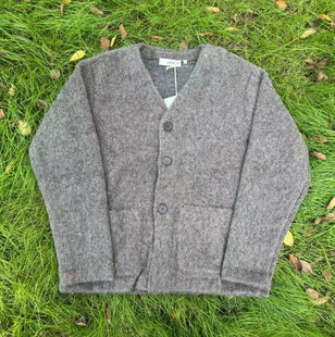 高版Our Legacy灰棕色马海毛开衫羊毛混纺针织衫男女毛衣V领外套