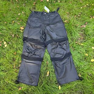 高版本Far Archive拉链多层PU皮廓形伞兵裤工装多口袋男女休闲裤