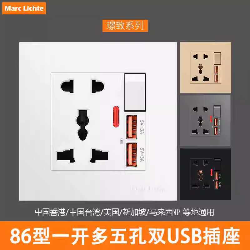 国际通用8613A二三孔面板插座