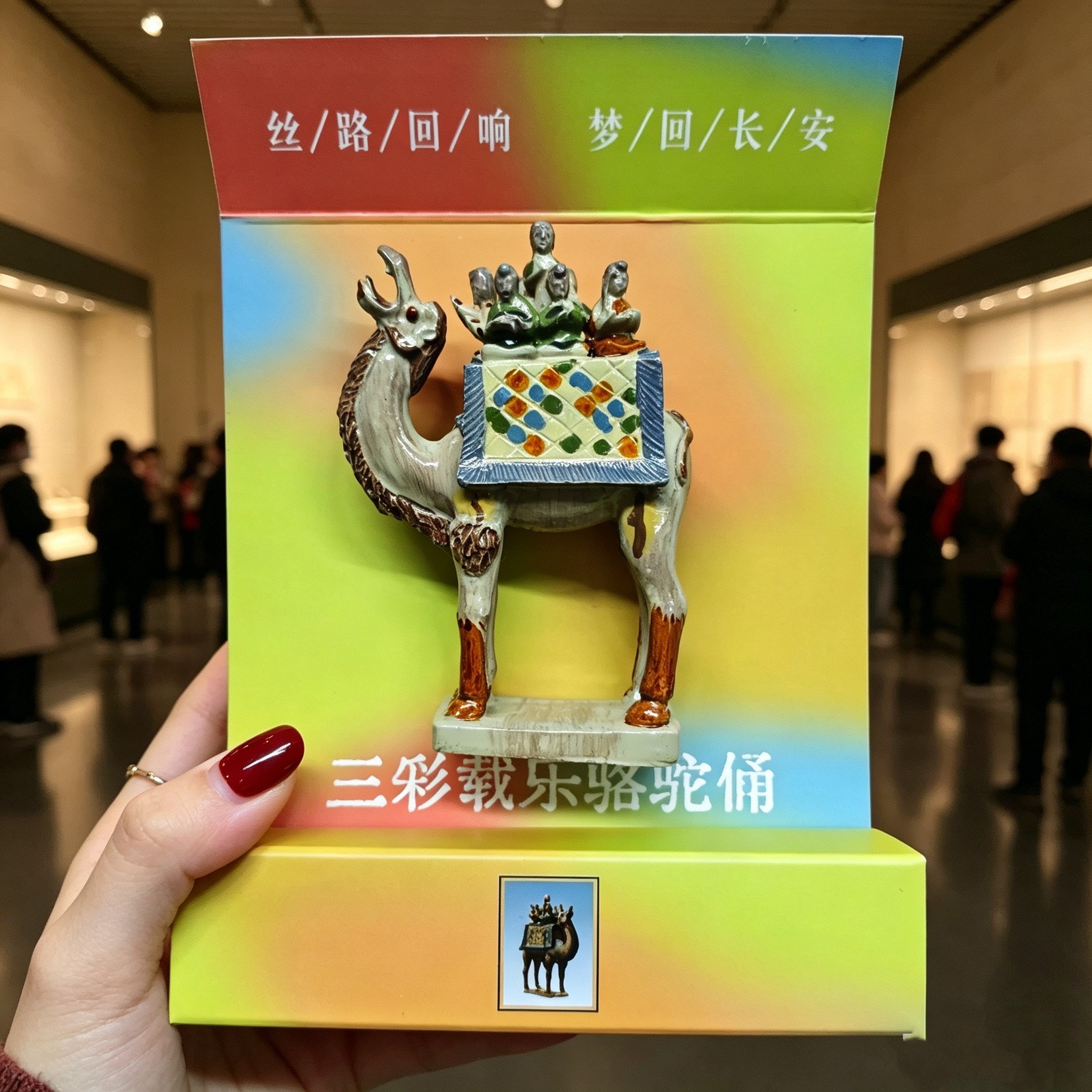 西安博物馆三彩载乐骆驼俑立体冰箱贴装饰磁吸纪念品文创伴手礼