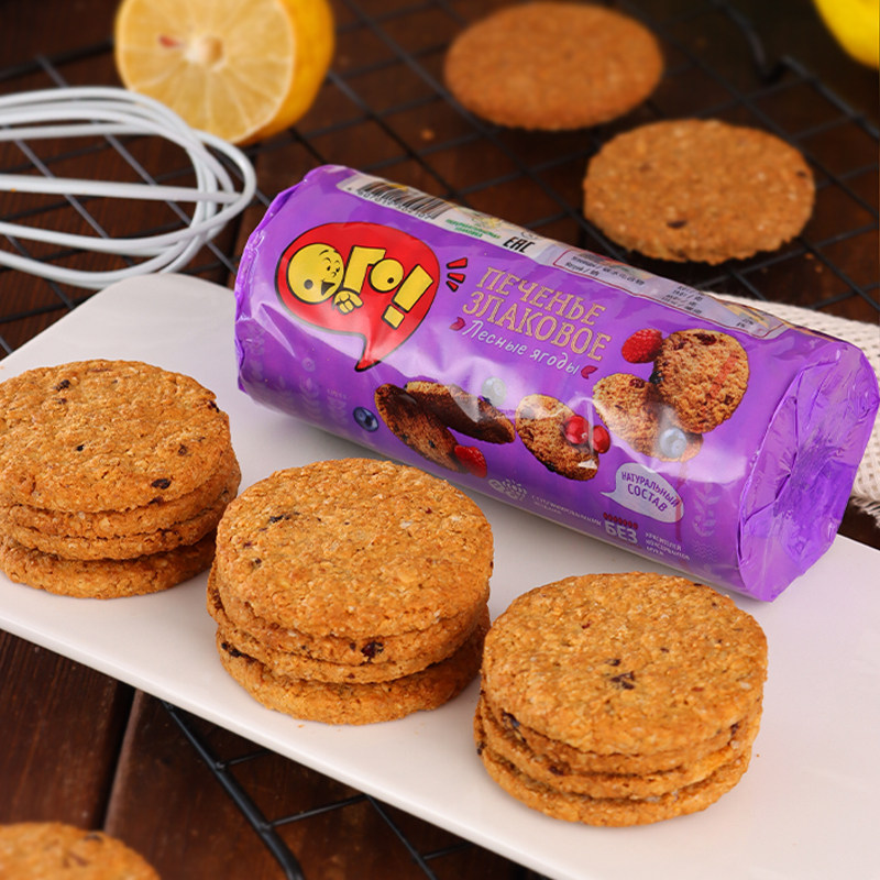 俄罗斯进口全燕麦粗粮饼干谷物颗粒巧克力无糖精代餐零食品150克
